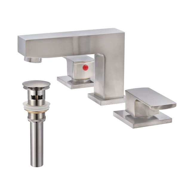 Novatto JAX Widespread 2-Handle Lavatory Faucet in Brushed Nickel with Drain NBF-127BN-PUD - main